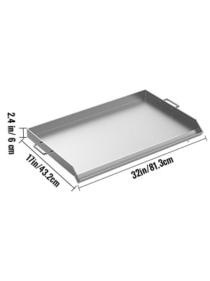 VEVOR 17x13 Inch Stainless Steel Griddle Plate - Flat Top For Gas Grill, Stovetop, Camping, BBQ, Teppanyaki Cooking