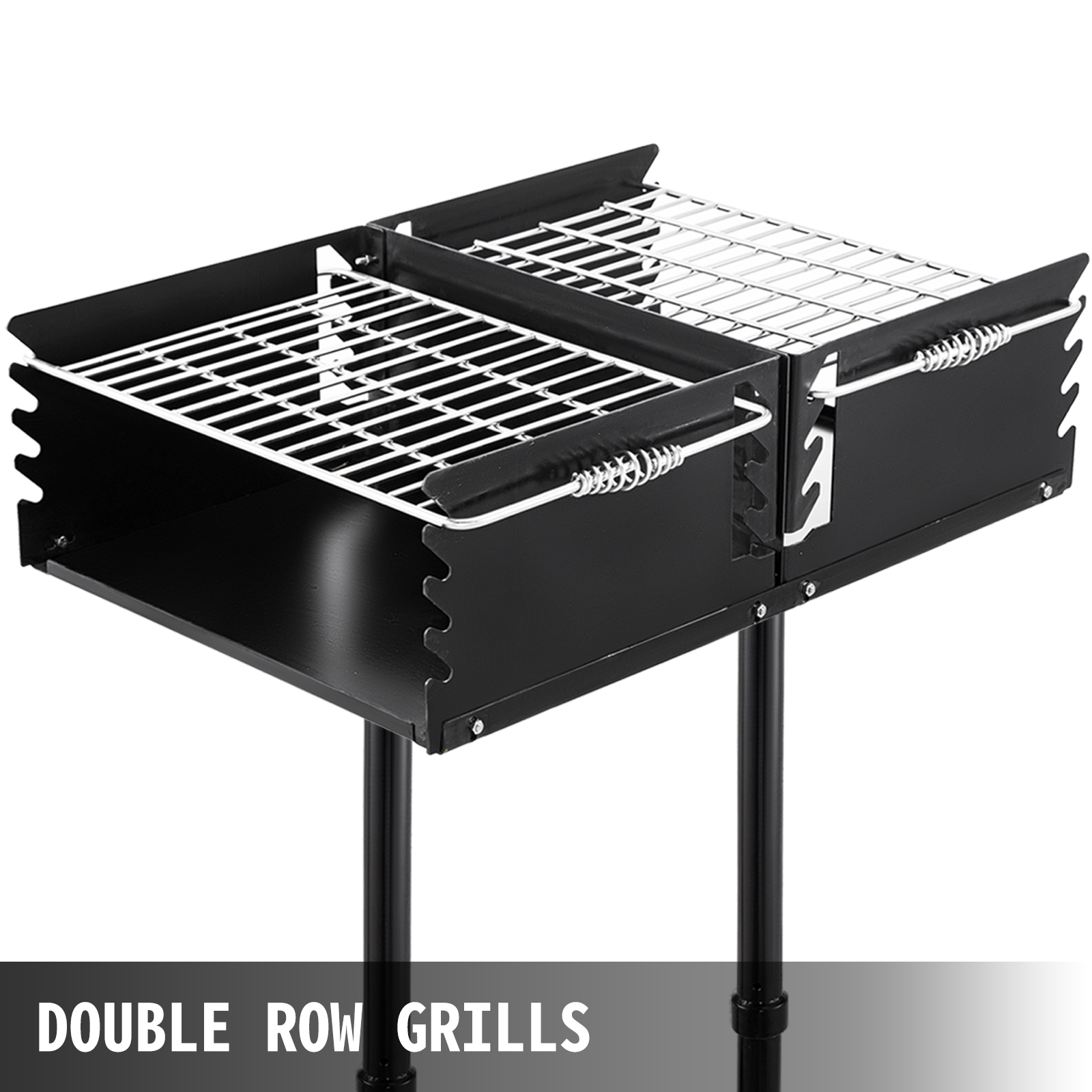 Park-style Camping Outdoor Double Post Steel Bbq Charcoal Grill W ...