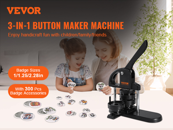 VEVOR Button Maker 3in/75mm Button Badge Maker 500 Button Parts + Circle  Cutter