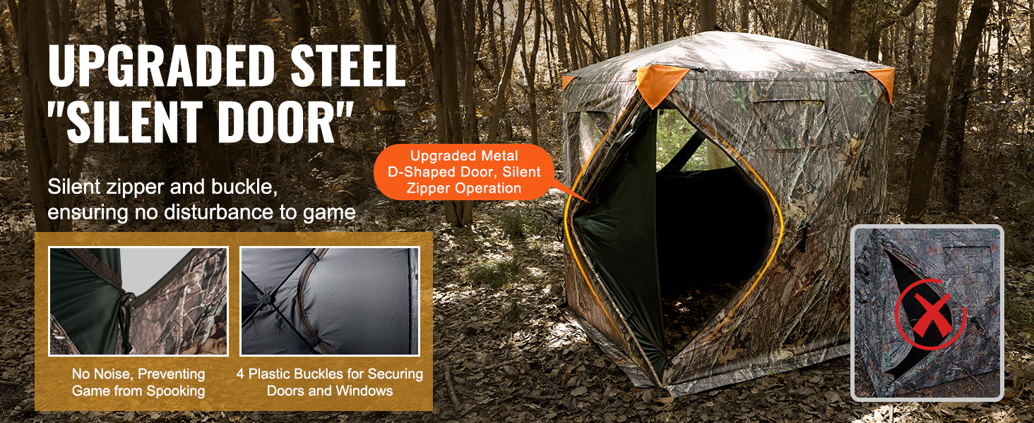 VEVOR Store de Chasse Transparent à 270°, Store de Sol Pop-up pour 2-3 Personnes avec Sac de Transport, Tente de Chasse Portable et résiliente, 3 fenêtres Horizontales pour Chasse à la Dinde
