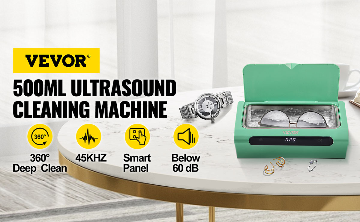 VEVOR Ultrasonic Cleaner Ultrasound Cleaning Machine 500ML Green for