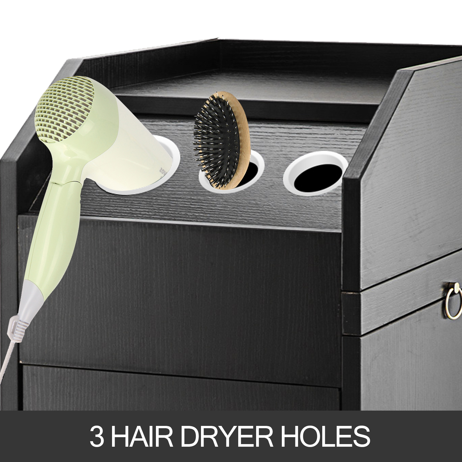 Salon Trolley Storage Cart Beauty Hair Dryer Holder Stylist Equipment Black  | VEVOR US