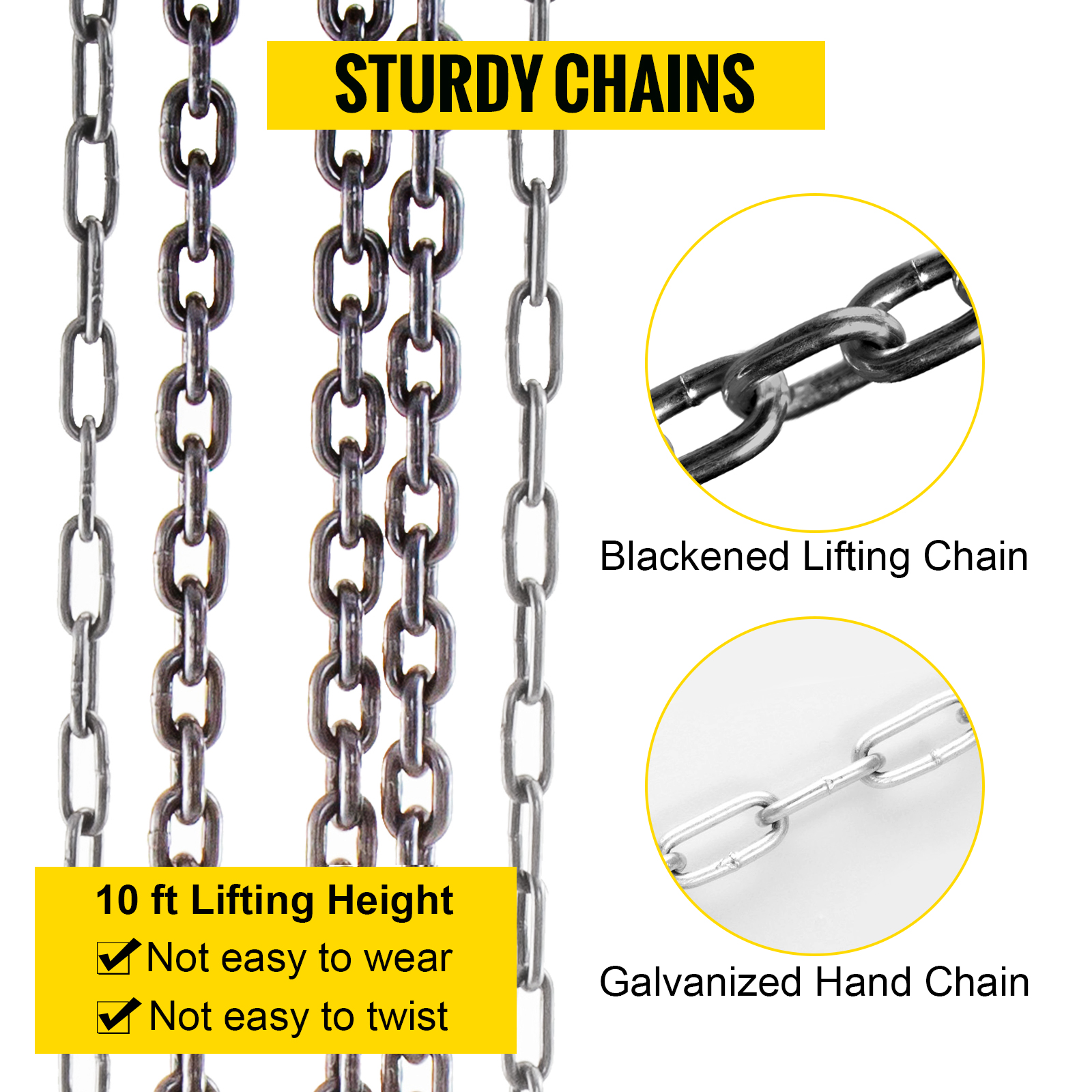 Chain Hoist Chain Block Hoist 2200lbs/1ton Manual ChainBlock w/ 3m Chain 