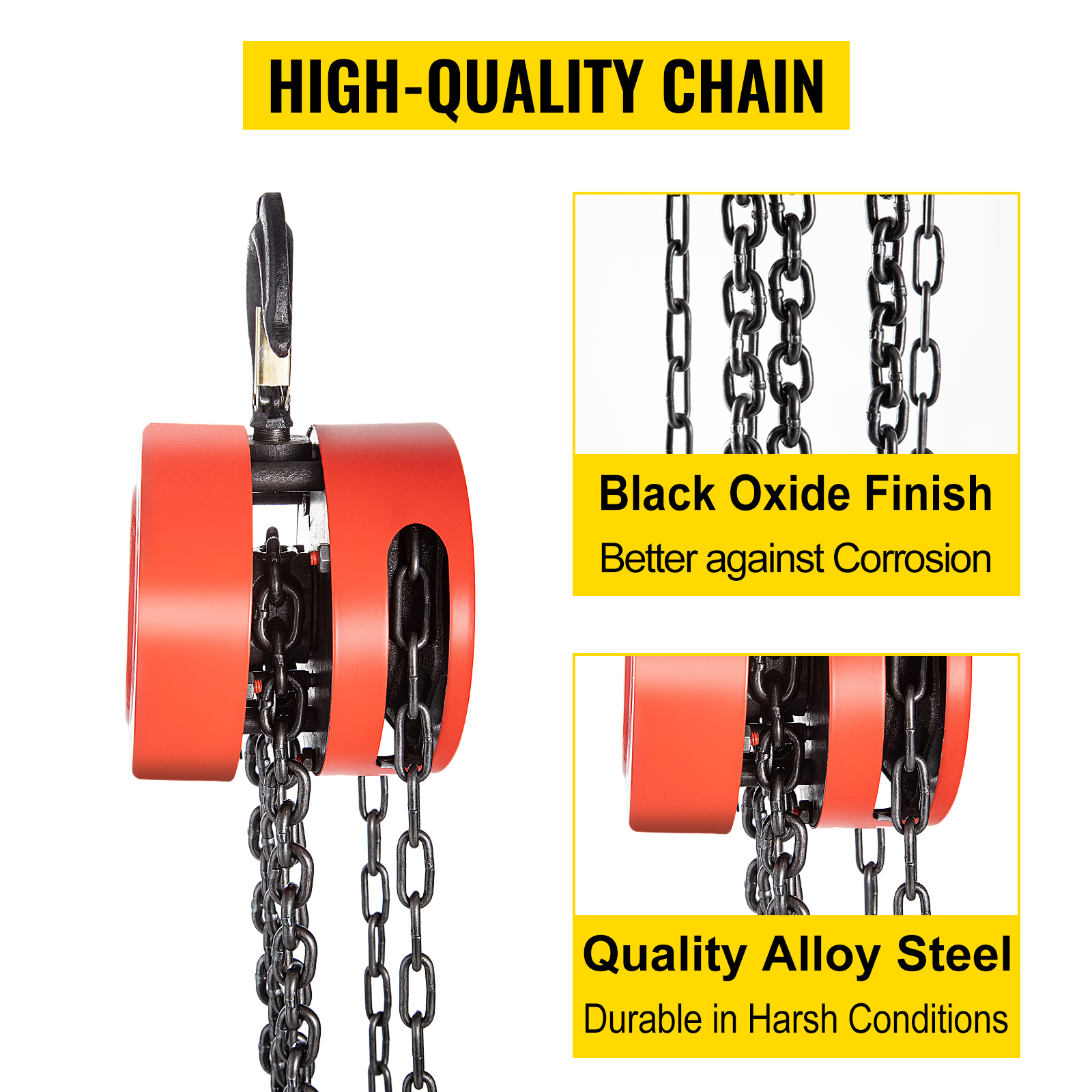 VEVOR Chain Hoist Chain Block 2 Ton Capacity 8 Feet Lift Steel 