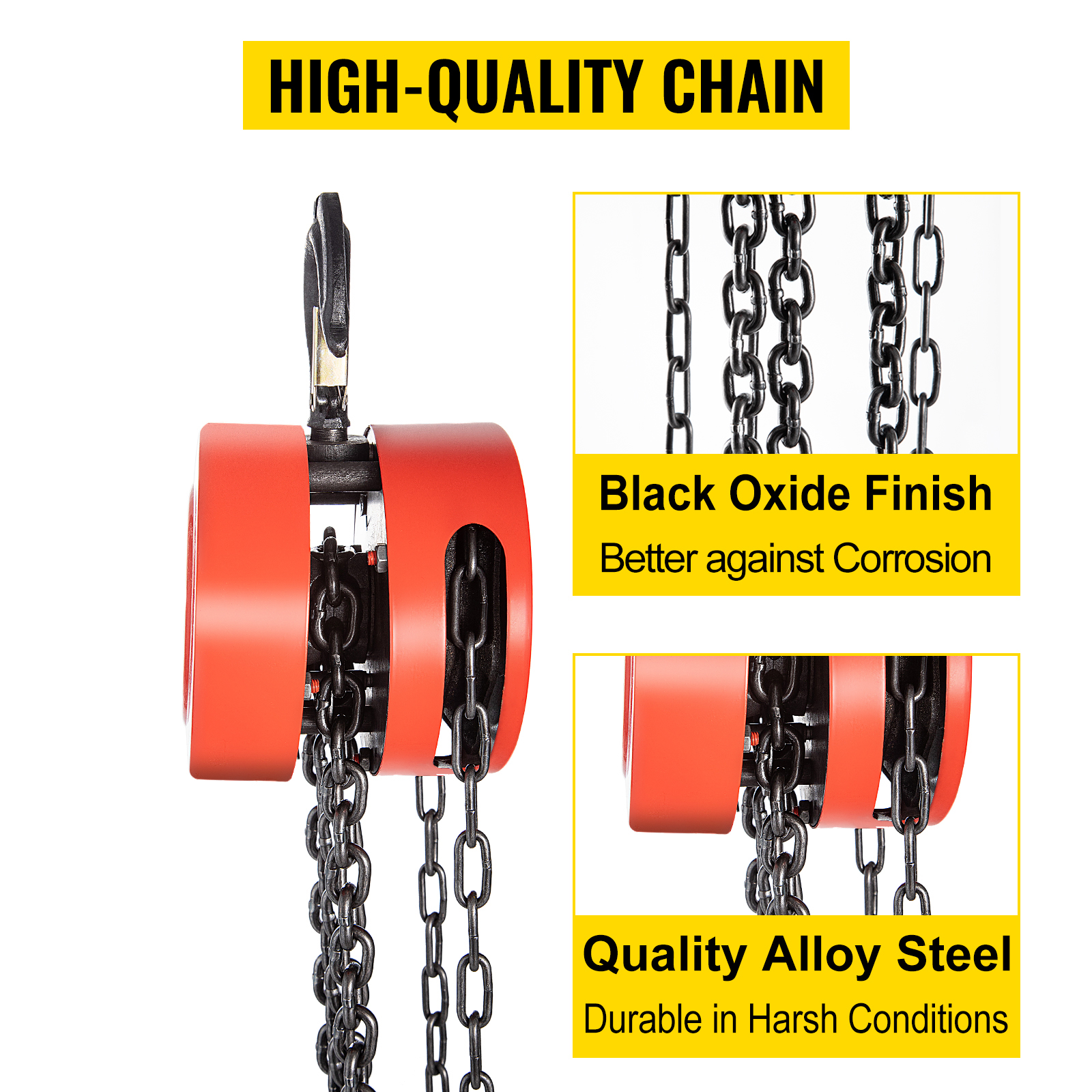 3 Ton (6600lbs) Manual Hand Chain Hoist – 10ft Lift, Dual Hook, Heavy Duty