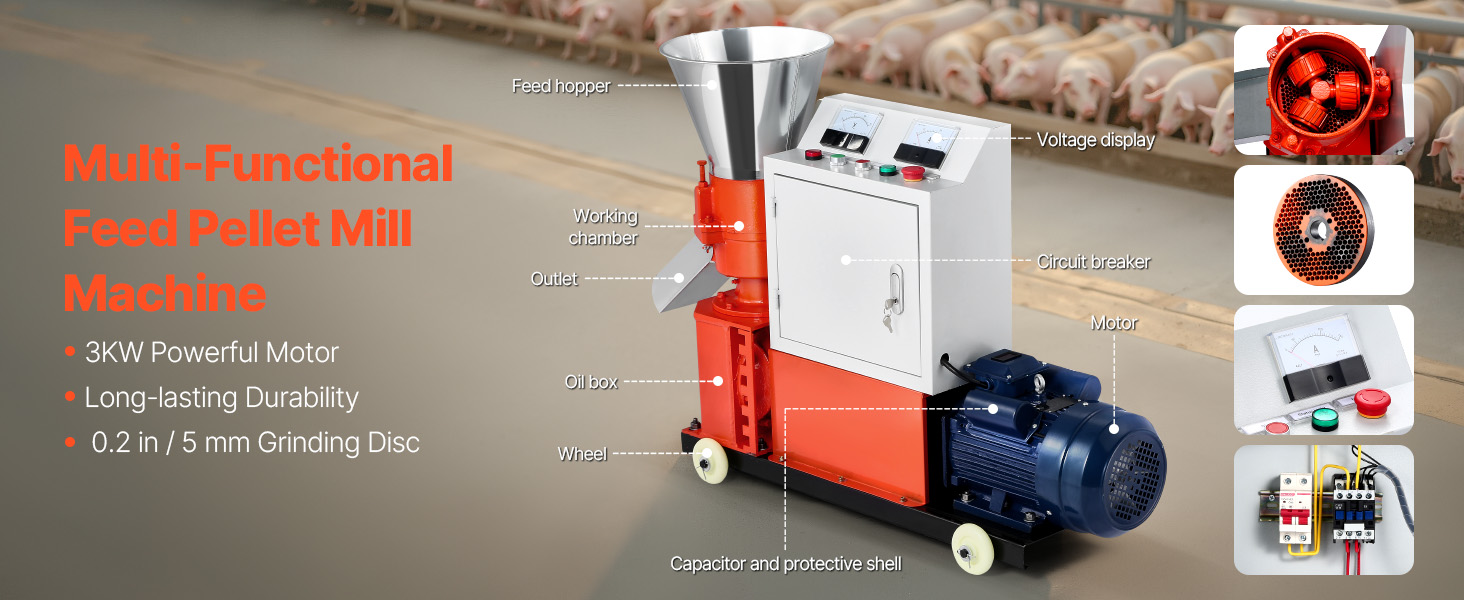 VEVOR Feed Pellet Mill Machine 6 Mm Animal Feed Pellet Making