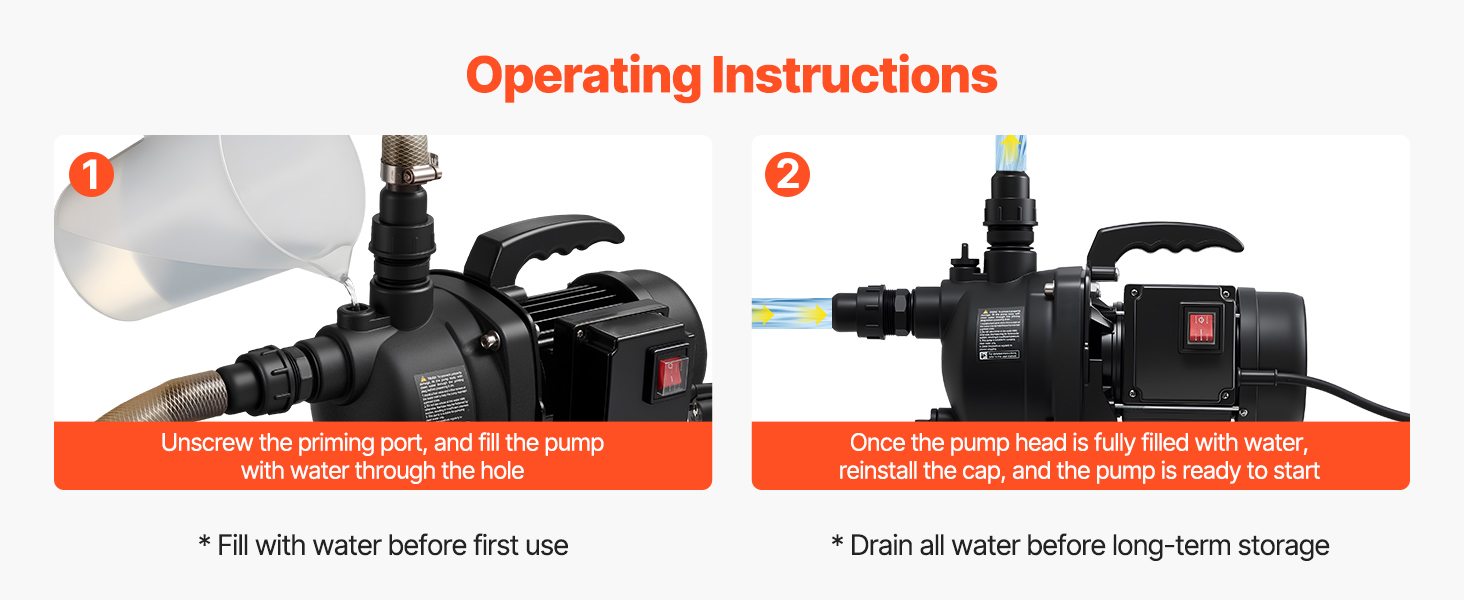 Gartenpumpe 800W 3300l/h 44m Förderhöhe Bewässerungspumpe Garten Shallow Well Pump A100 2.3w