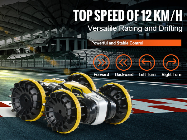 VEVOR Amphibien RC-Auto, 2,4 GHz, 12 Km/h, 4WD Wasserdicht – Mit 2 Akkus, Für Kinder Ab 6