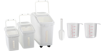 VEVOR Ingredient Storage Bin 11.4+5.8+3.4 gal. Capacity Shelf-Storage Ingredient Bin 500 Cup Flour Bins with Wheels, White