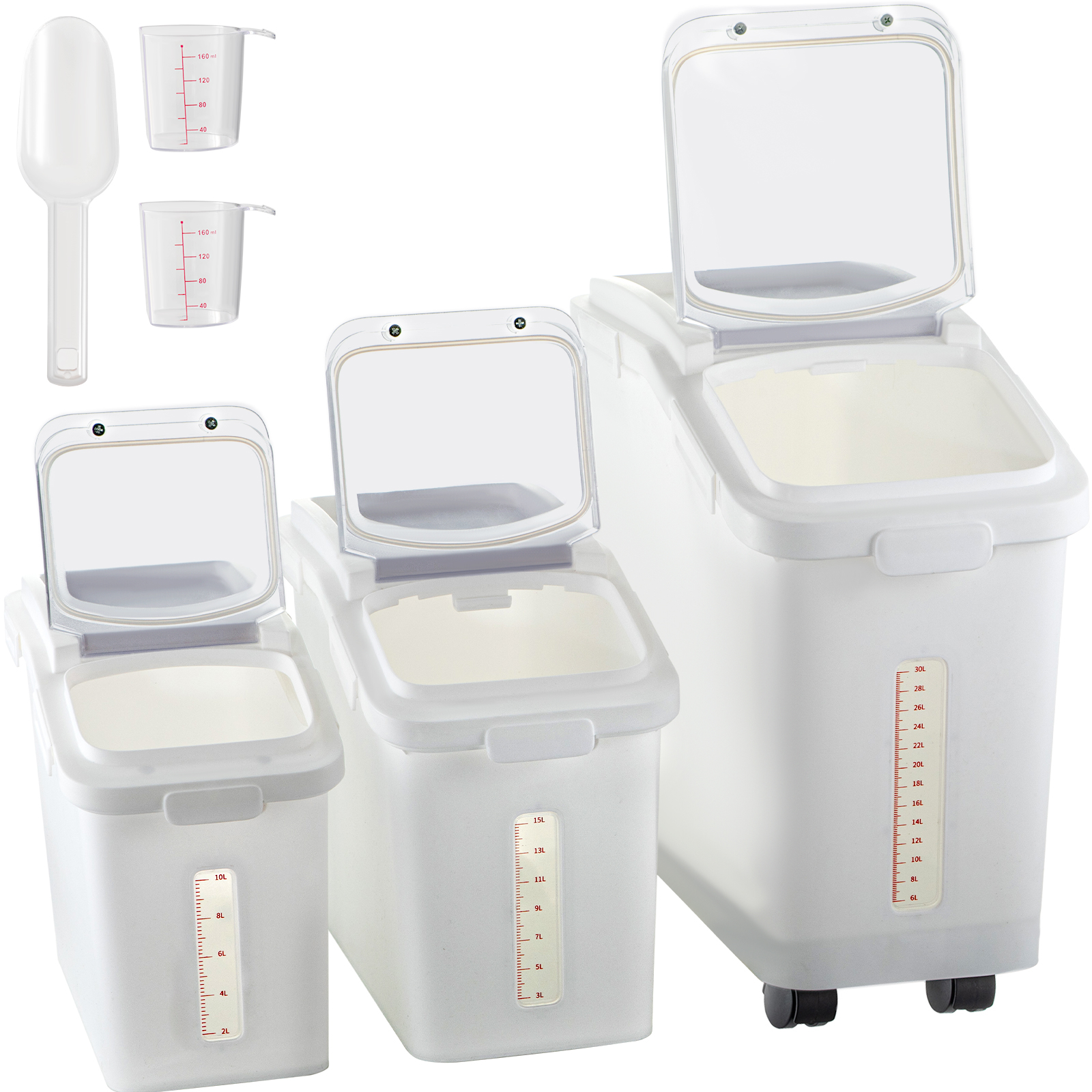 Réservoir de rangement hermétique en plastique avec tasse à mesurer, boîte  de rangement pour céréales, capacité de 2 kg (1 pièce) : : Maison