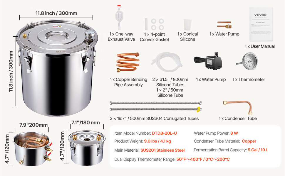 Amazon.com: DESENNIE Shine Still Alcohol Distiller 8 Gallon