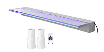VEVOR Fountain Spillway 35x3.2x8.1 Inch, Pool Waterfall Fountain 17 Colors Led, Pool Water Fall Kit with Remote, Pool Spillway Solid Acrylic Pool Waterfall for Garden Pond, Swimming Pool, Square