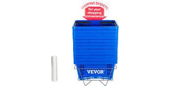 VEVOR Shopping Basket, 16.9 x 11.8 x 8.7 in/42.8 x 30 x 22 cm(L x W x H), Plastic Handle and Iron Stand, Set of 12 Store Baskets with Durable PE Material Used for Supermarket, Retail, Bookstore, Blue