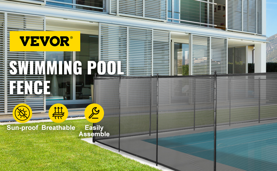 VEVOR Sentry Security Pool Fence 4x48 ft Removable Pool Fence Hole Size ...