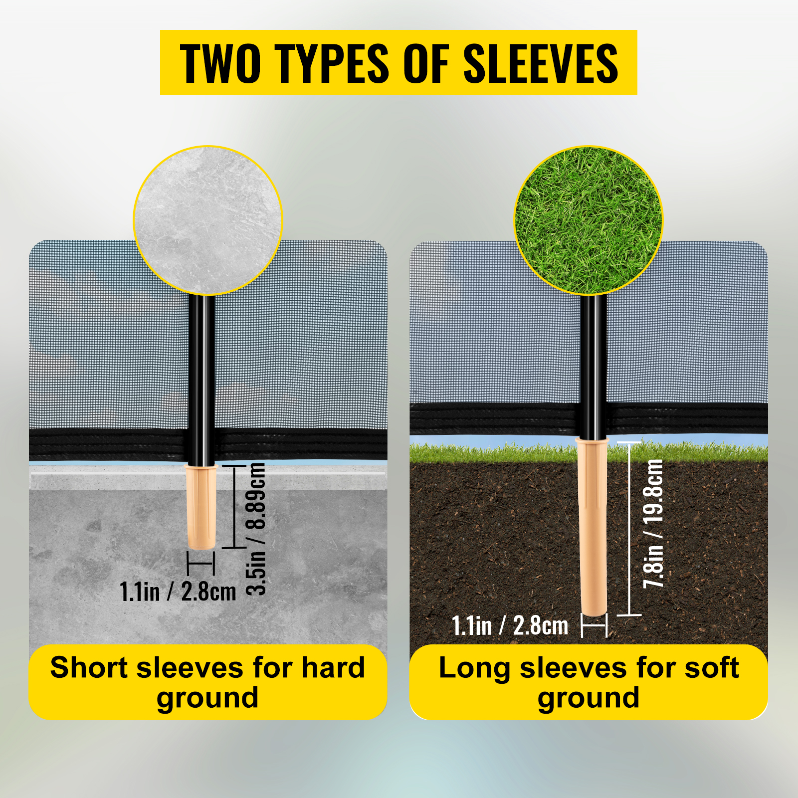 VEVOR Sentry Security Pool Fence 4x48 ft Removable Pool Fence Hole Size