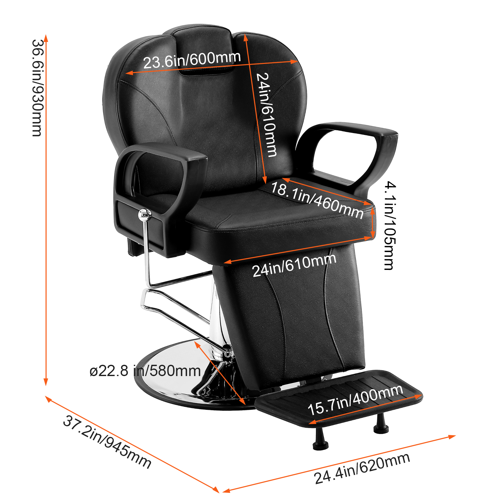 Vevor Chaise De Coiffeur Inclinable Fauteuil De Salon Coiffure Hydraulique Pivotant