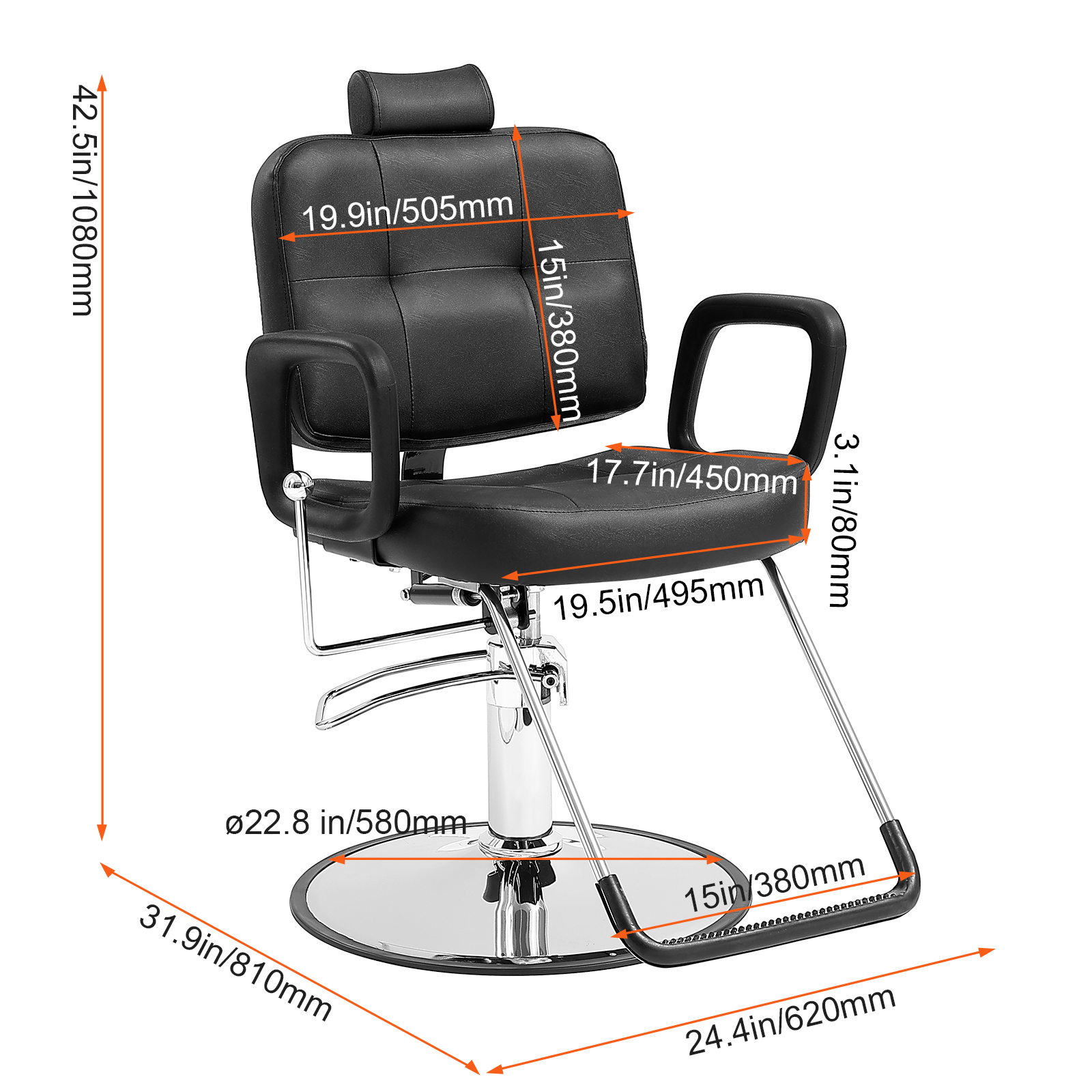 VEVOR Salon Chair, Hydraulic Recliner Barber Chair for Hair Stylist ...