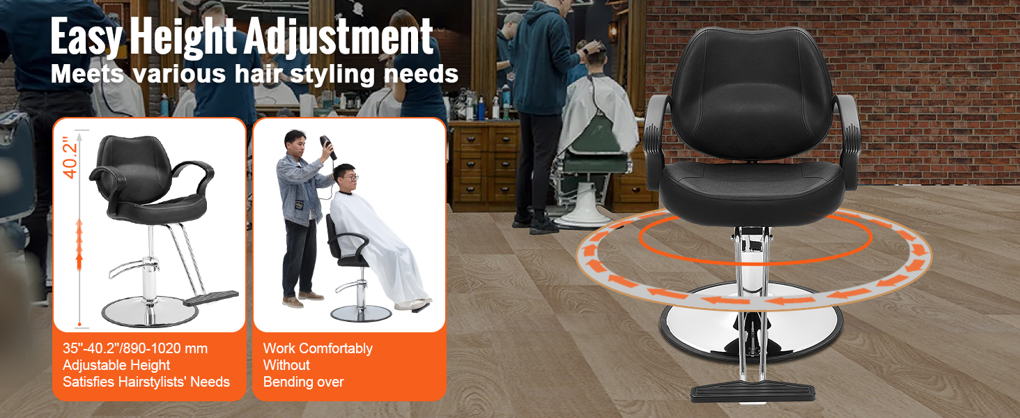 Silla de peluquería, silla de salón para estilista, silla de pelo ajustable  en altura, silla de peluquero de estilo clásico con bomba hidráulica