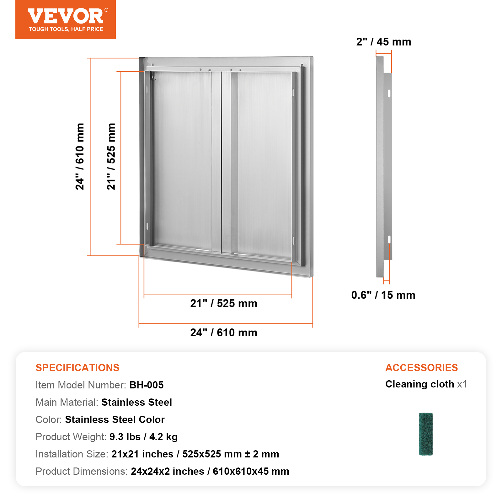 VEVOR BBQ Door Access Outdoor Kitchen Doors 25 Size Stainless Steel Flush Mount - Picture 213 of 302