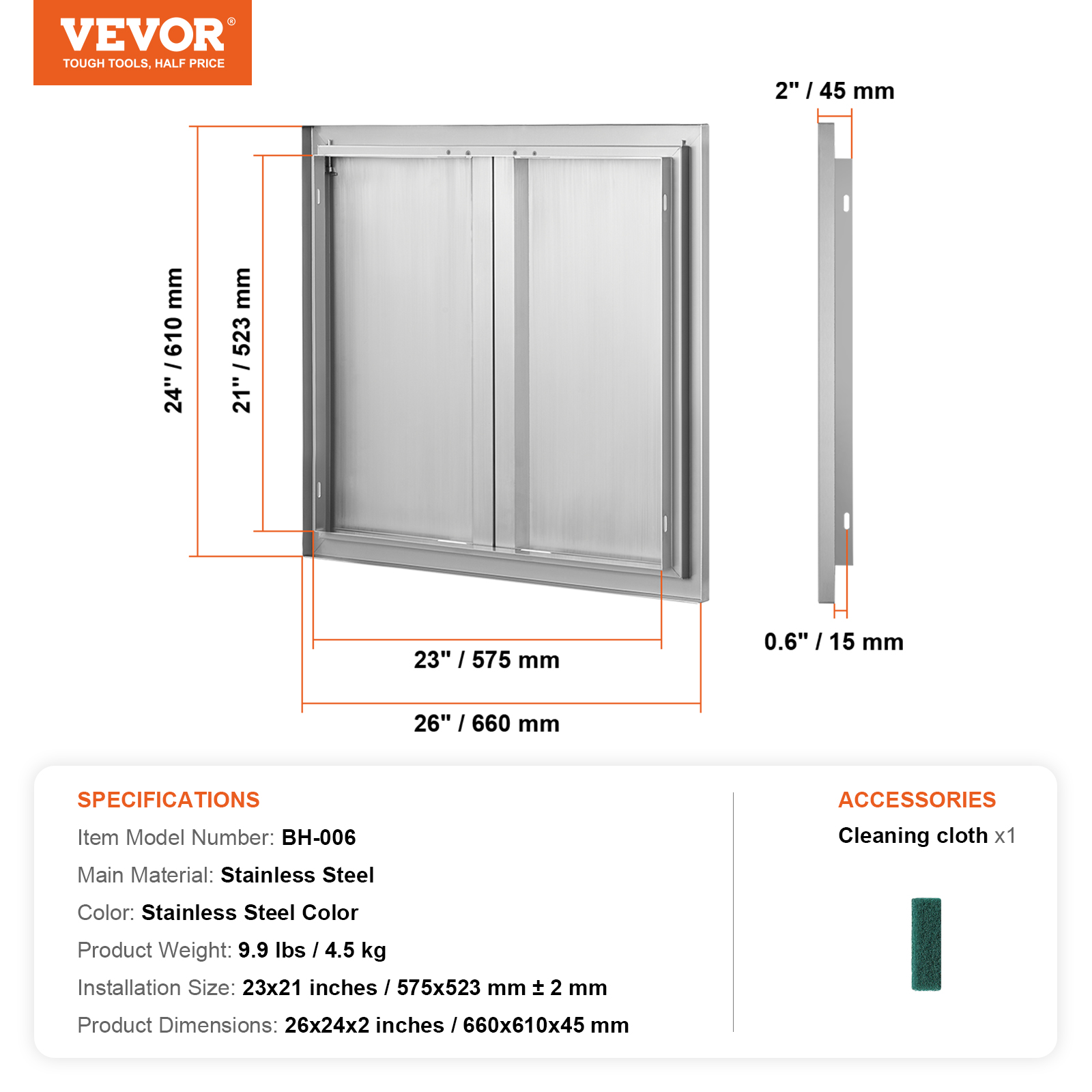 VEVOR BBQ Door Access Outdoor Kitchen Doors 25 Size Stainless Steel Flush Mount - Picture 225 of 302