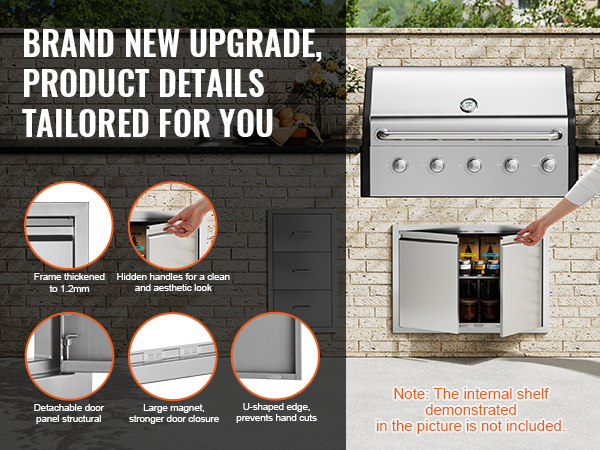 VEVOR Porta Accesso Cucina In Acciaio Inox - 774x532 Mm, Doppia Anta Per Isola Grill O Mobile Esterno - Foto 3