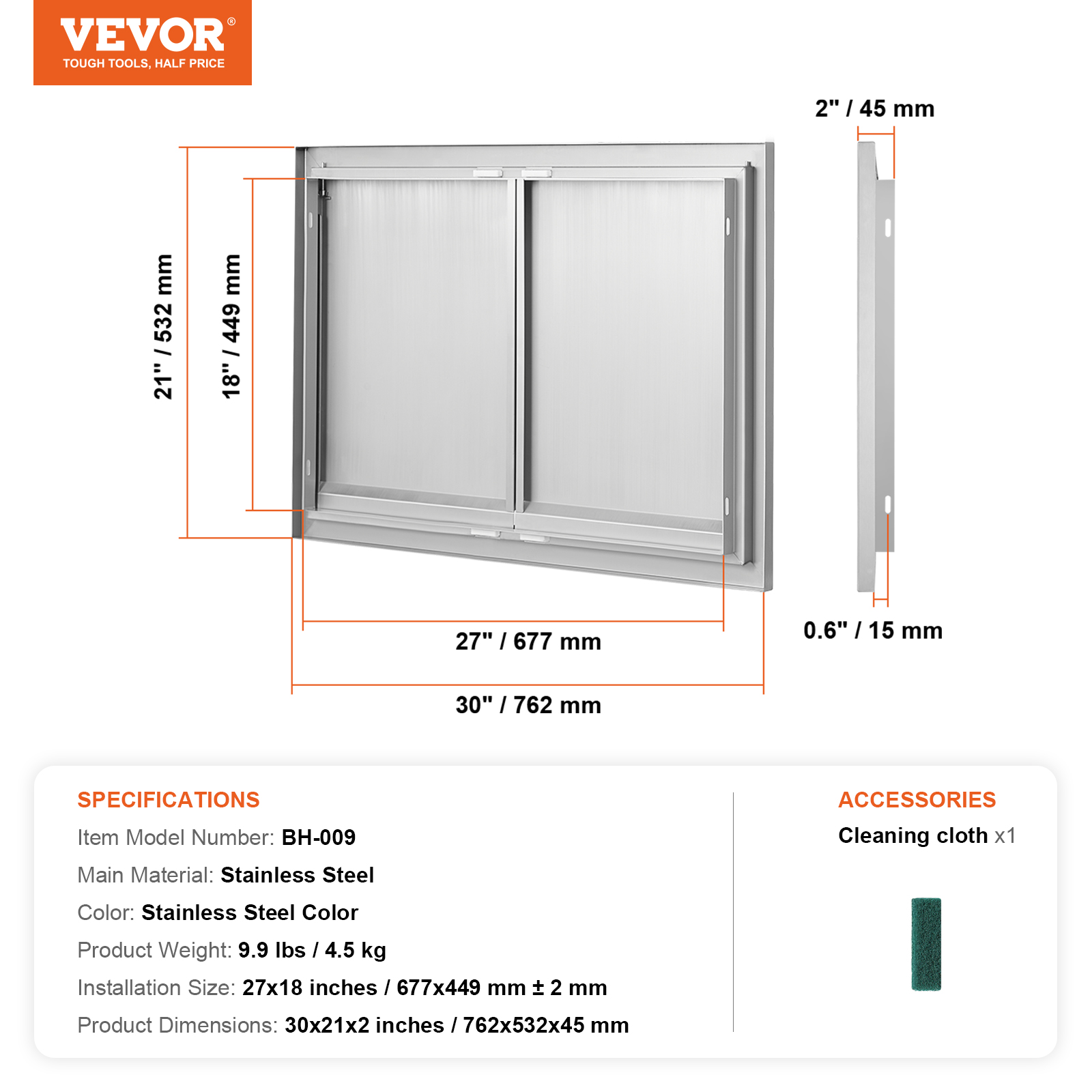 VEVOR BBQ Door Access Outdoor Kitchen Doors 25 Size Stainless Steel Flush Mount - Picture 261 of 302