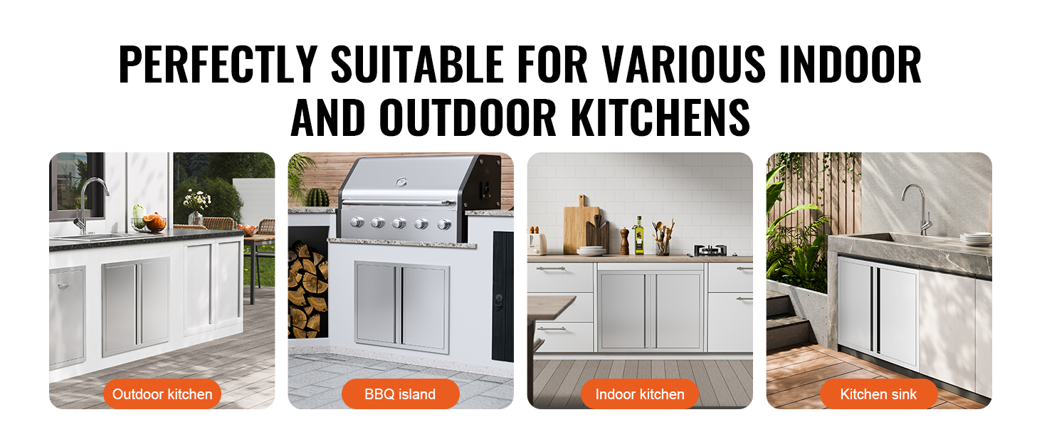 VEVOR bbq access door for outdoor kitchen, bbq island, indoor kitchen, and kitchen sink setups.