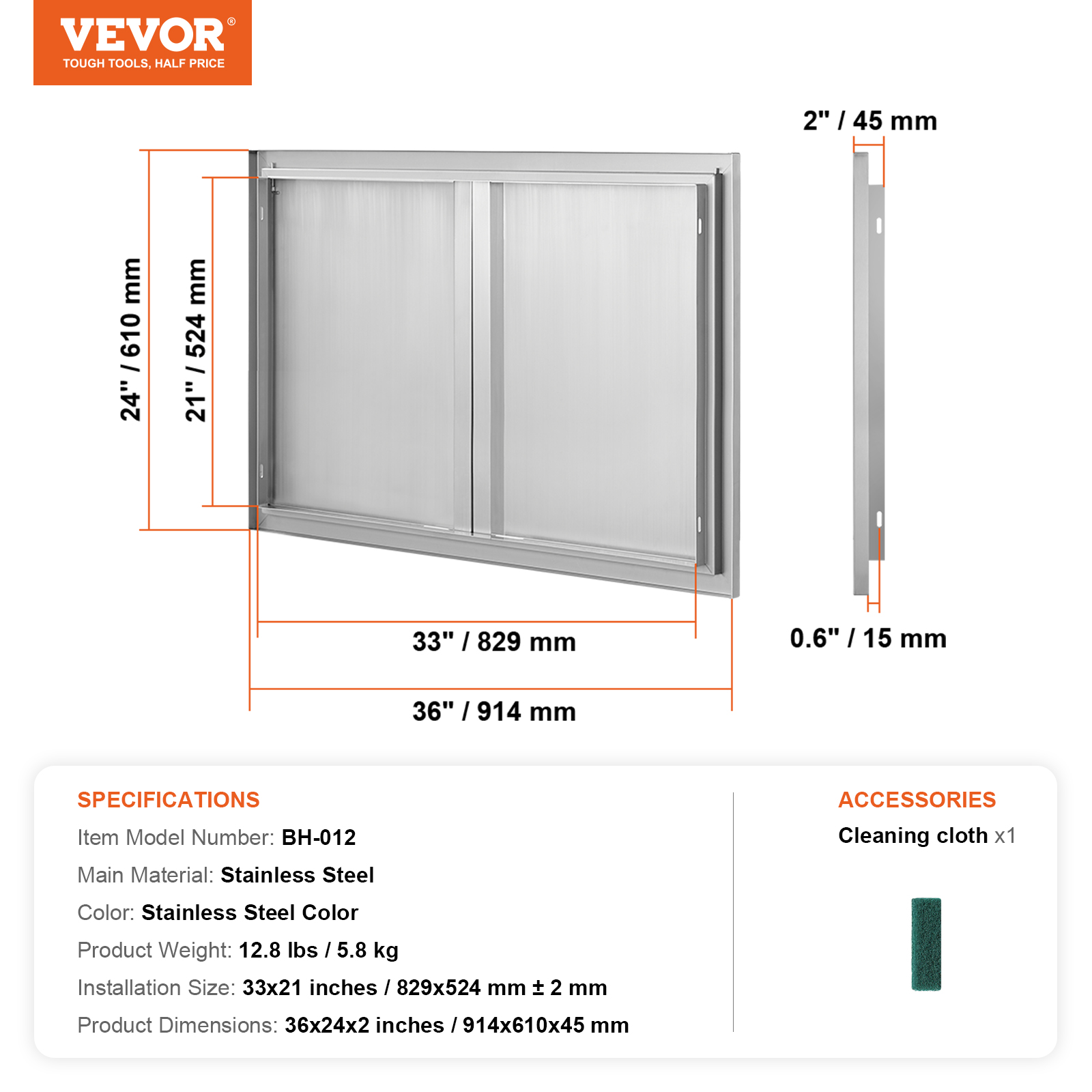 VEVOR BBQ Door Access Outdoor Kitchen Doors 25 Size Stainless Steel Flush Mount - Picture 297 of 302