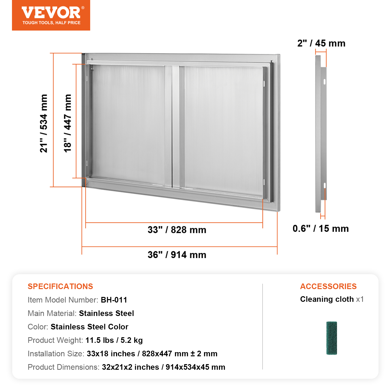 VEVOR BBQ Door Access Outdoor Kitchen Doors 25 Size Stainless Steel Flush Mount - Picture 285 of 302