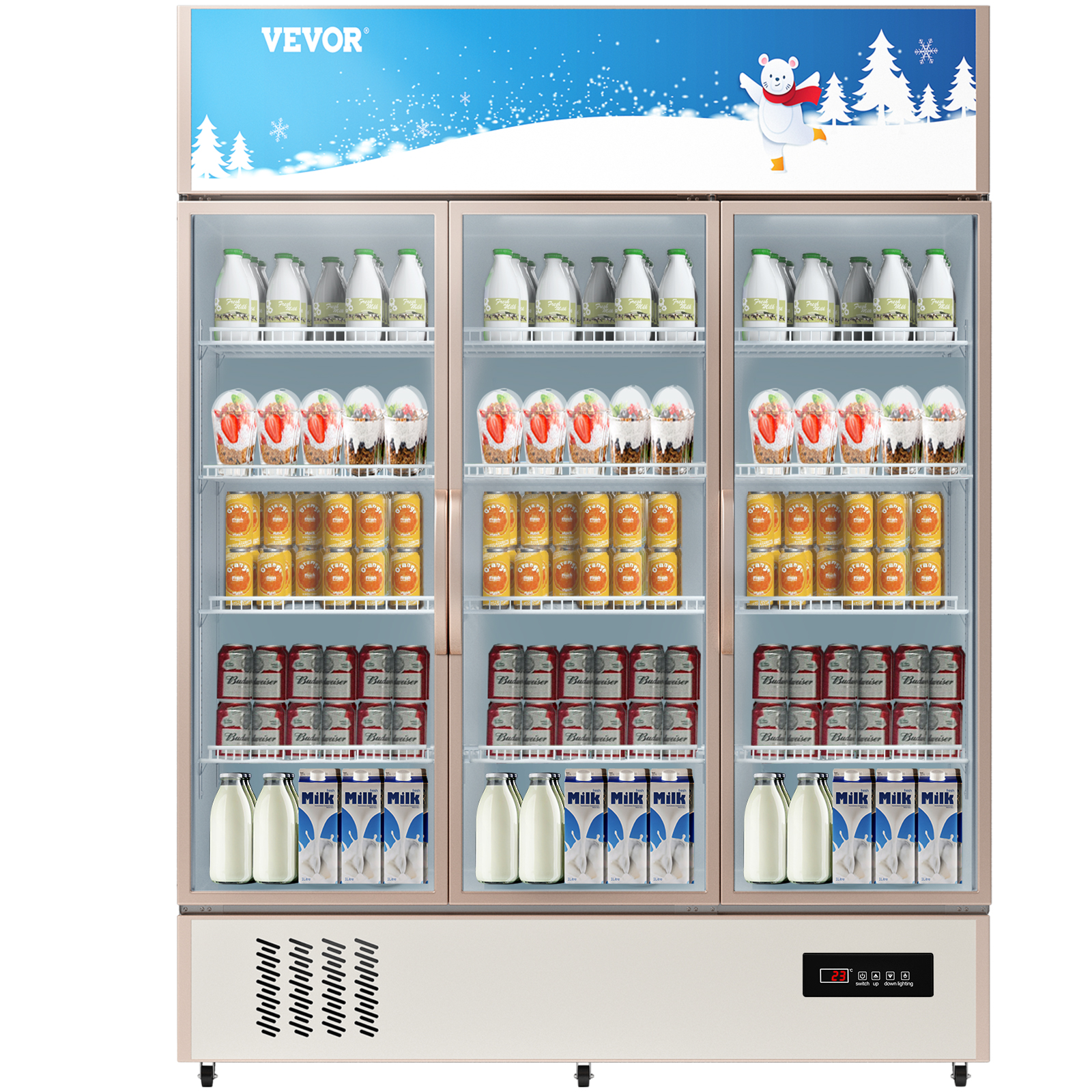 VEVOR Commercial Refrigerator 27.5 Cu.Ft Upright Refrigerator 48 Side by Side Freezer Stainless Steel Merchandiser Refrigerators with Dual