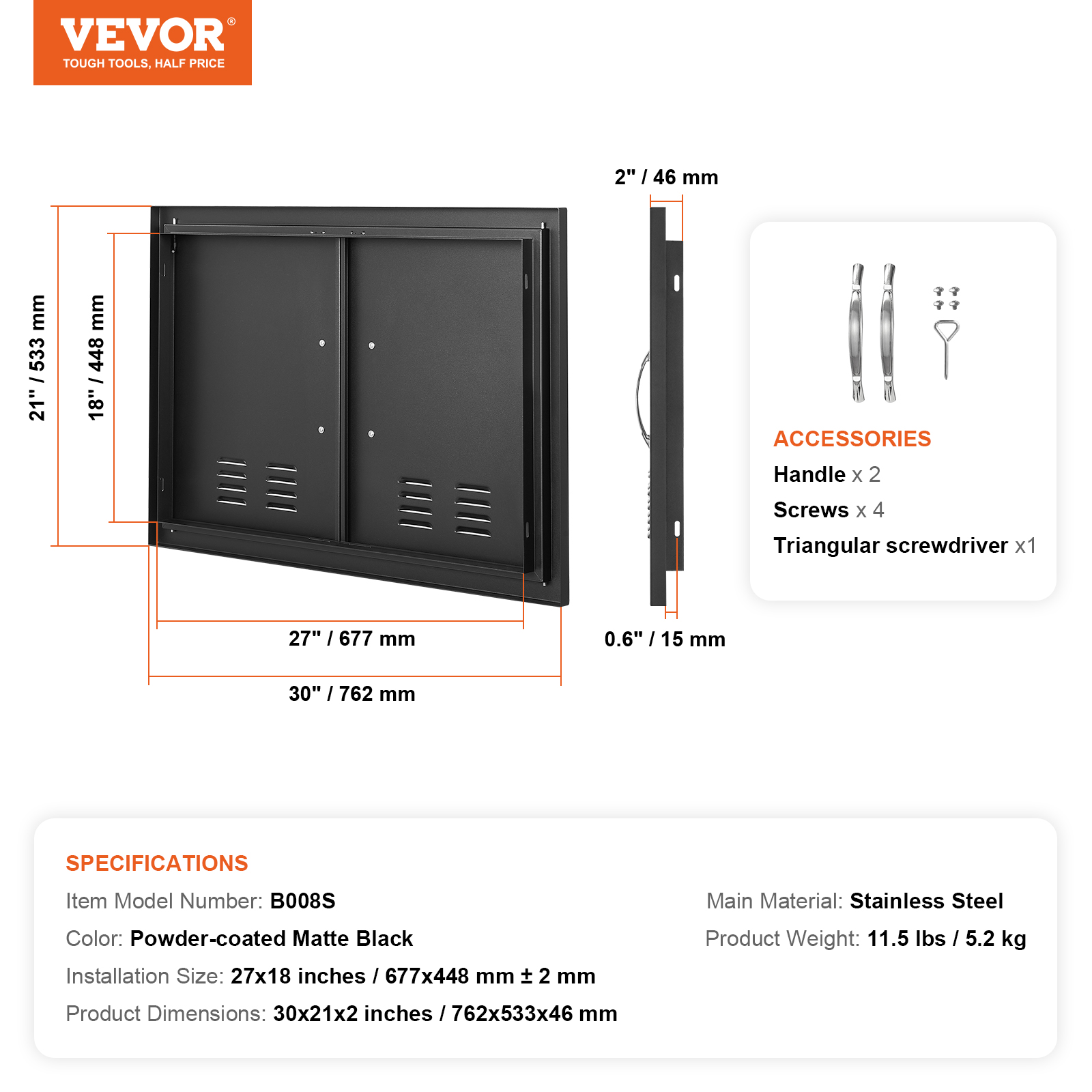 VEVOR BBQ Door Access Outdoor Kitchen Doors 25 Size Stainless Steel Flush Mount - Picture 201 of 302