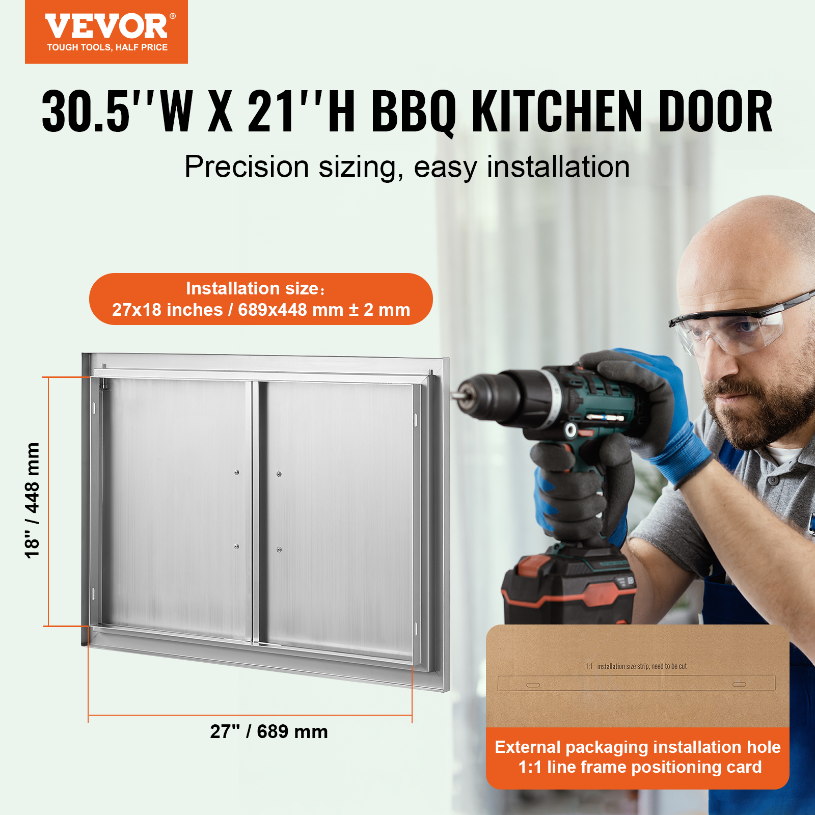 VEVOR BBQ Door Access Outdoor Kitchen Doors 25 Size Stainless Steel Flush Mount - Picture 28 of 302