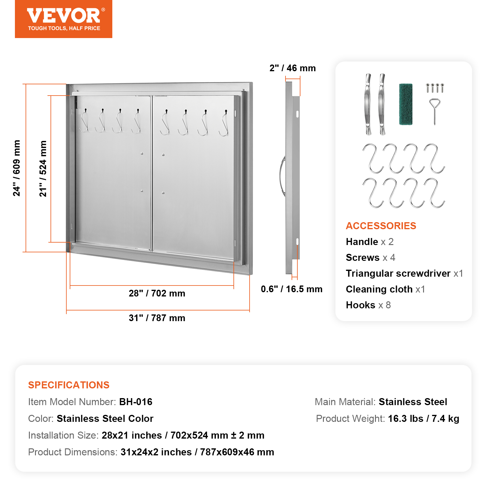 VEVOR BBQ Door Access Outdoor Kitchen Doors 25 Size Stainless Steel Flush Mount - Picture 165 of 302