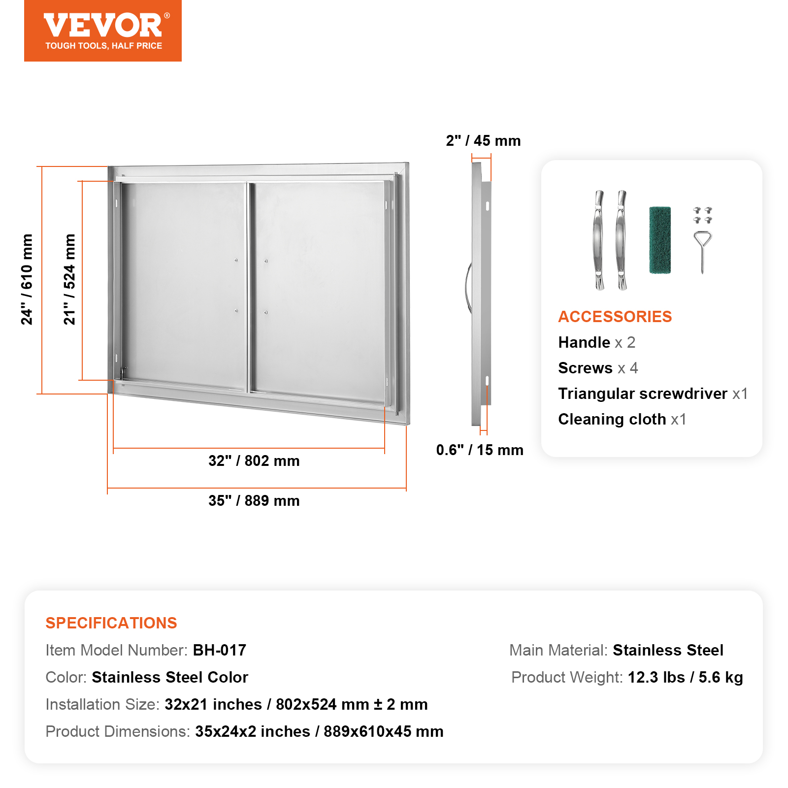 VEVOR BBQ Door Access Outdoor Kitchen Doors 25 Size Stainless Steel Flush Mount - Picture 81 of 302