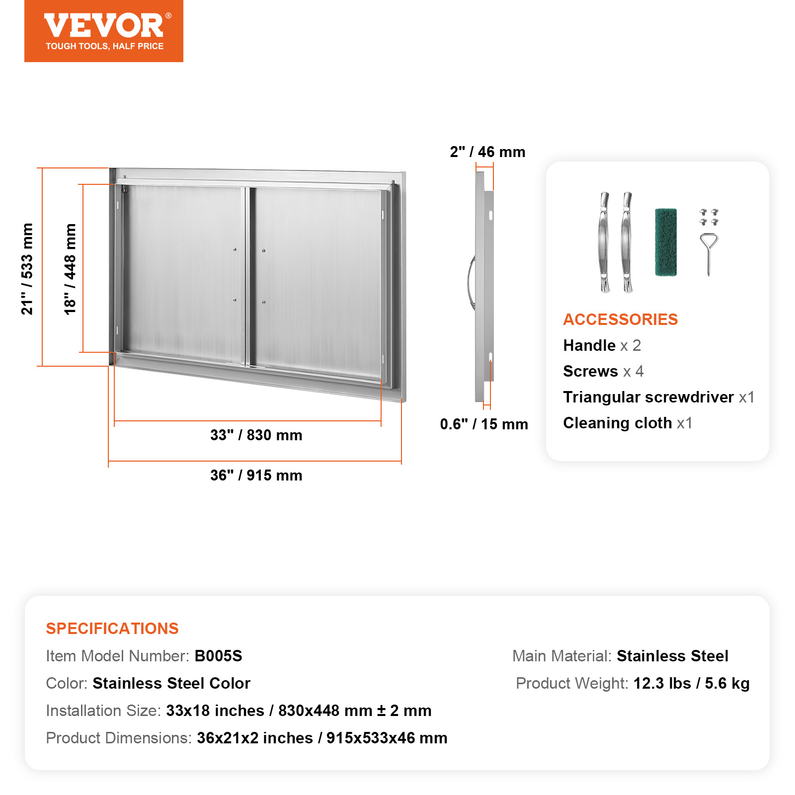 VEVOR BBQ Door Access Outdoor Kitchen Doors 25 Size Stainless Steel Flush Mount - Picture 93 of 302