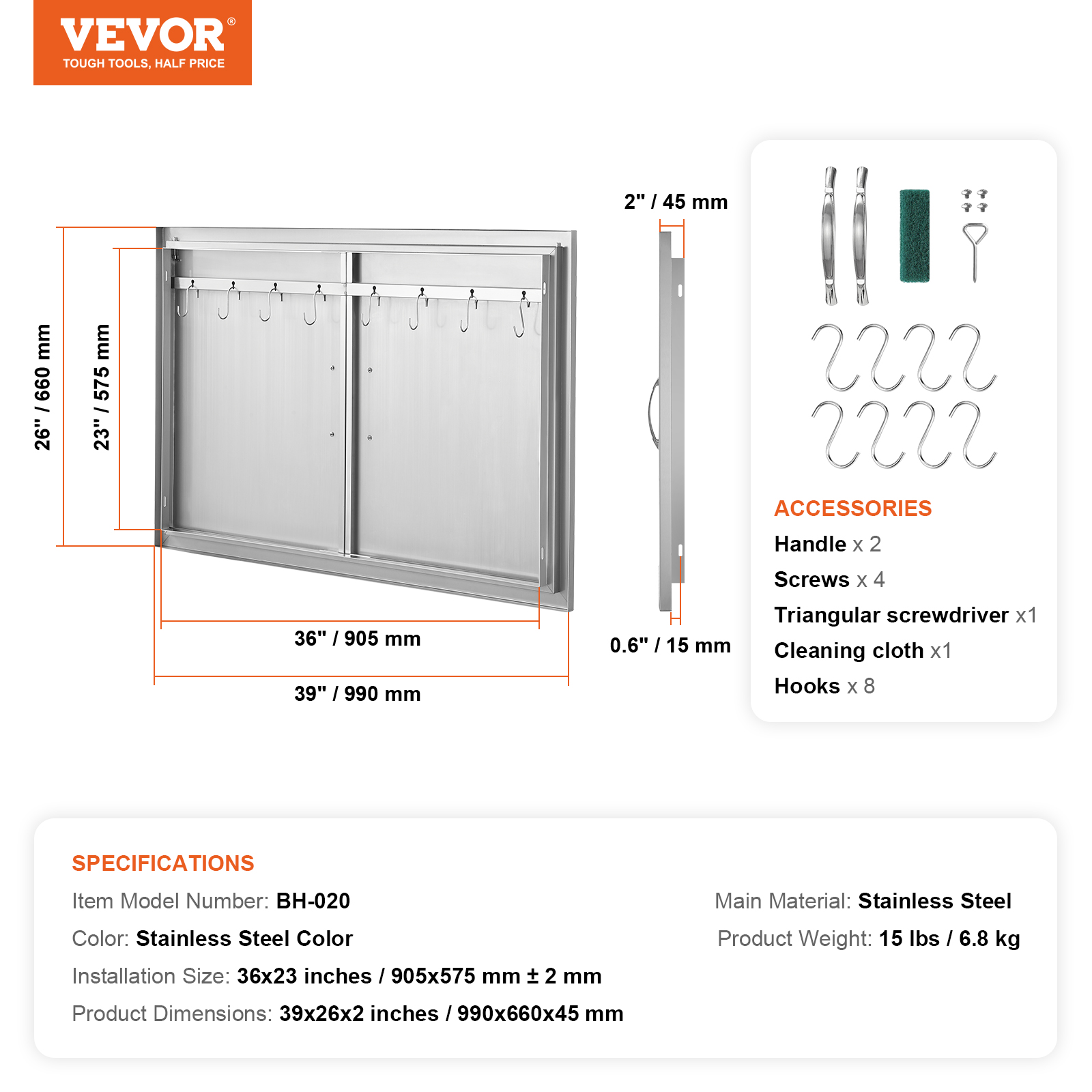 VEVOR BBQ Door Access Outdoor Kitchen Doors 25 Size Stainless Steel Flush Mount - Picture 177 of 302