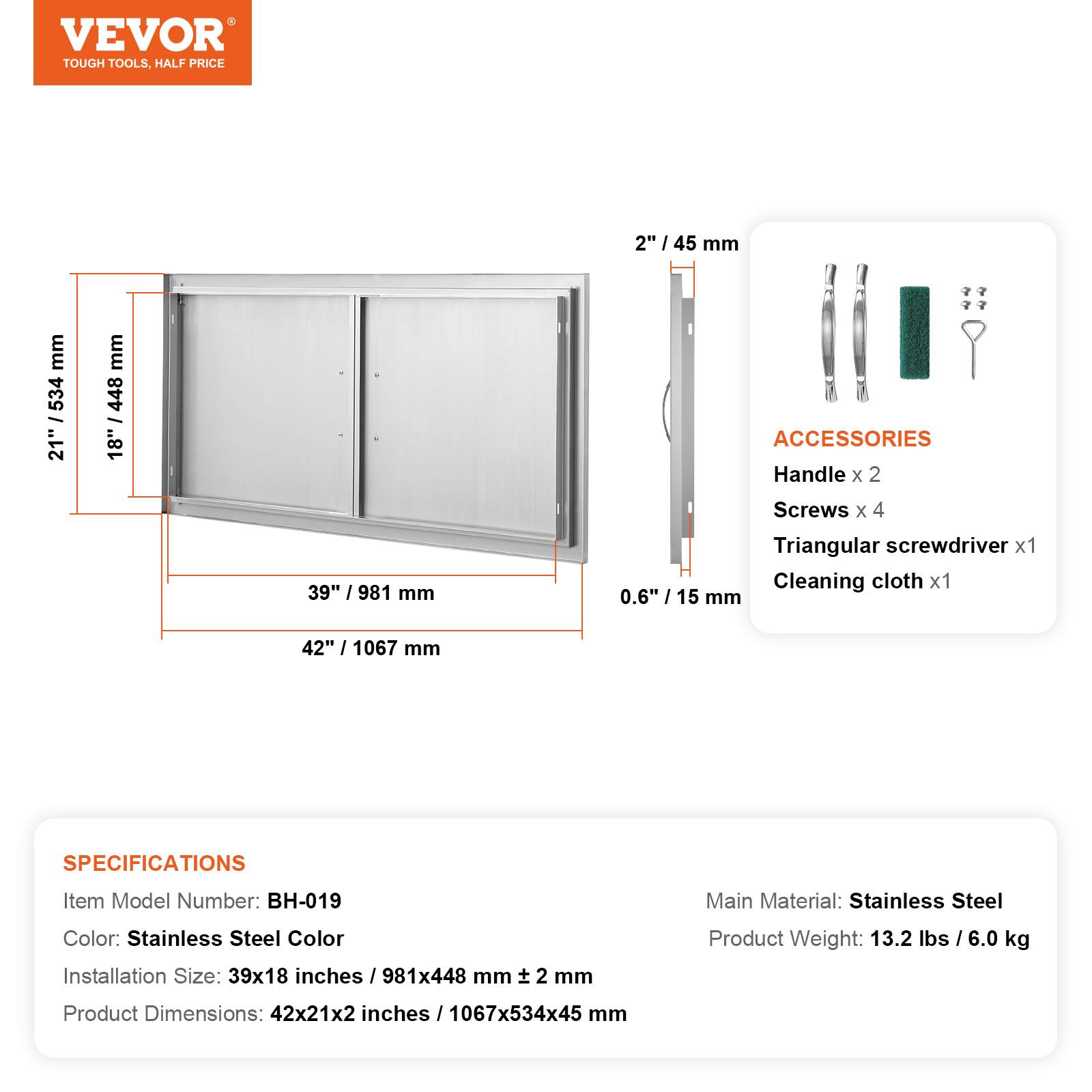 VEVOR BBQ Door Access Outdoor Kitchen Doors 25 Size Stainless Steel Flush Mount - Picture 117 of 302