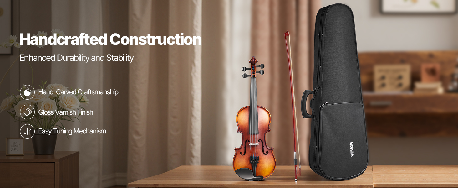 VEVOR 1/2 Size Violin – Pre-Assembled Set for Ages 6-10