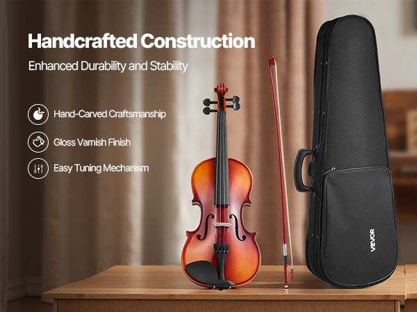 VEVOR 4/4 Violin – 23+ inches, 584.2+ mm, Aged 12+