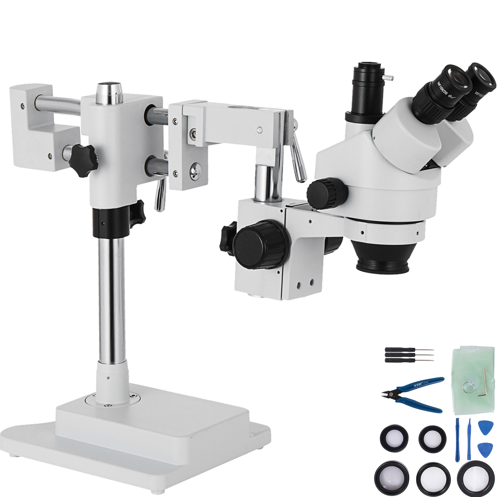 Microscope stéréoscopique trinoculaire, lentilles optiques, 3,5X - 90X