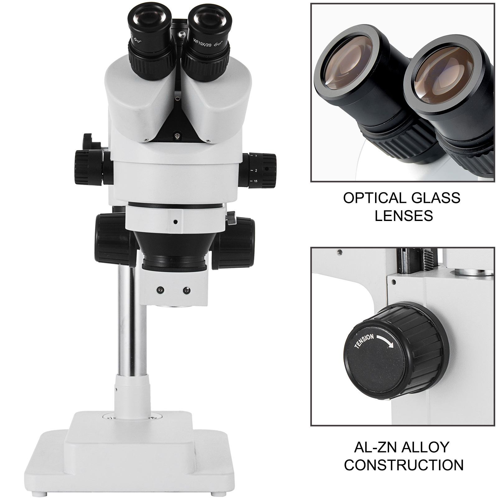 Microscope trinoculaire stéréo, simulateur de focale 3,5x – 90x