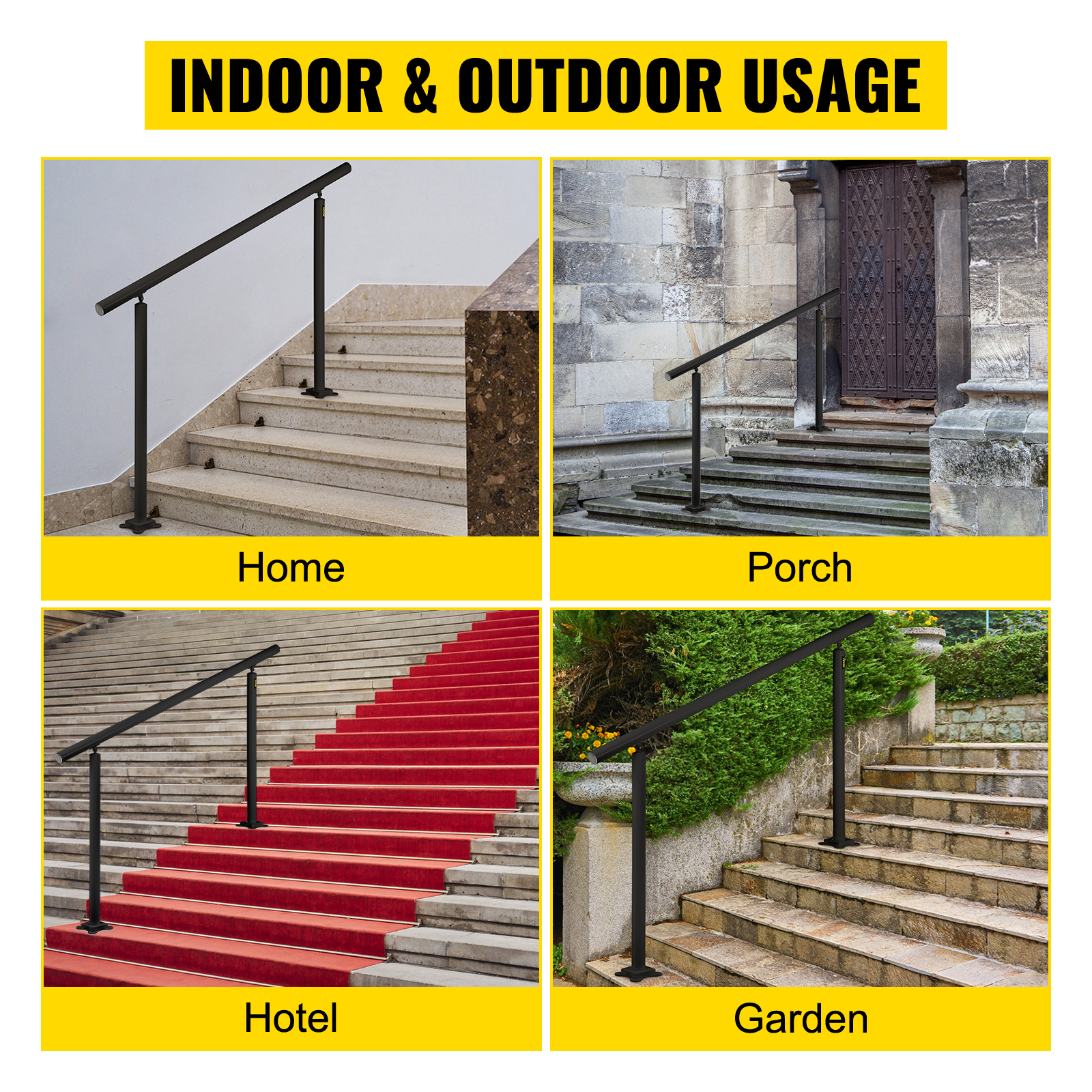 VEVOR 5 ft. Outdoor Stair Railing Fits 4-5 Steps Adjustable Angle Aluminum  Stair Handrails for Outdoor Steps, Black SNLZSLZYGL5FT1GTPV0 - The Home  Depot