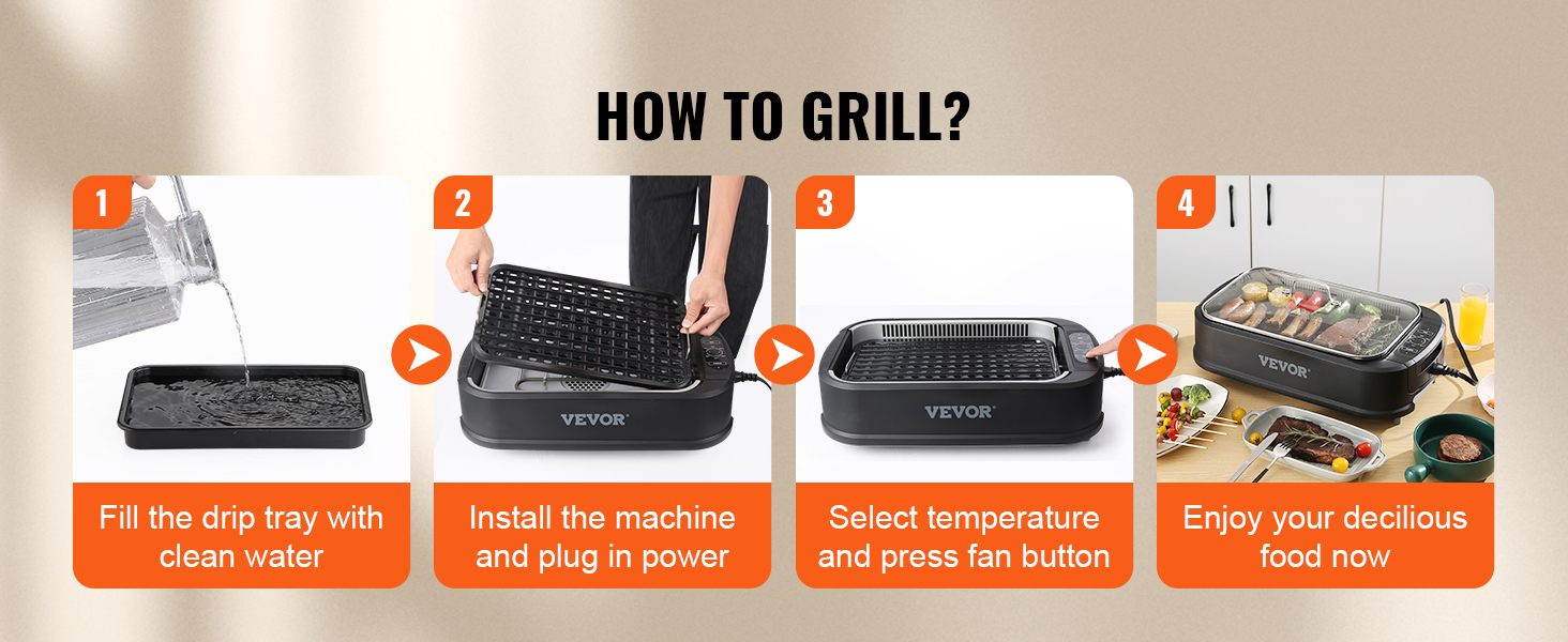 VEVOR Smokeless Indoor Grill, 110 sq.in 1500W Electric BBQ Grill with NonStick Surface