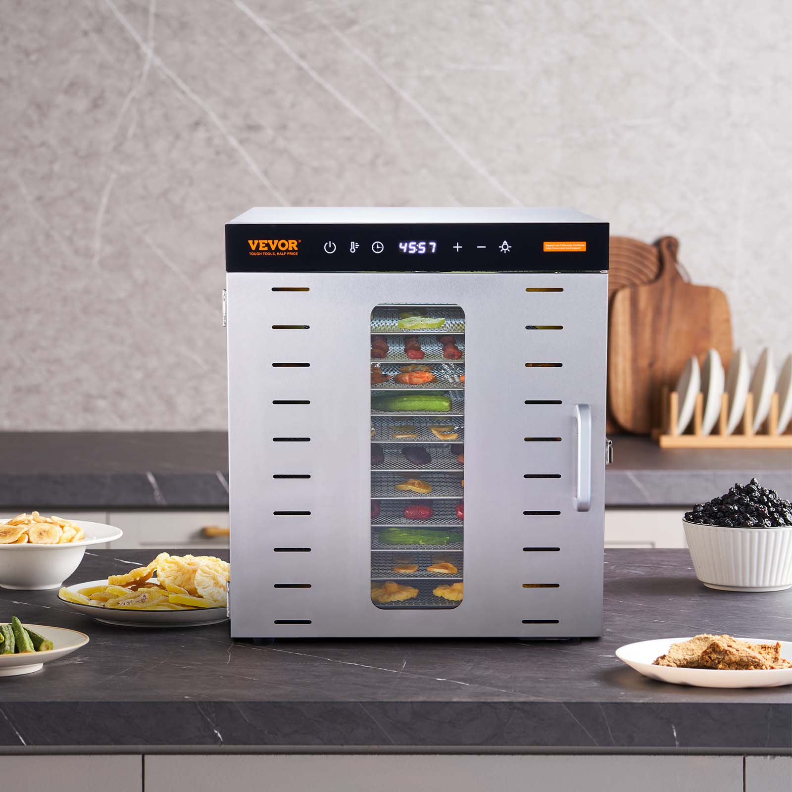 VEVOR 6/10 Trays Food Dehydrator Machine Stainless Steel Jerky Fruit Drying - Imagen 10 de 38