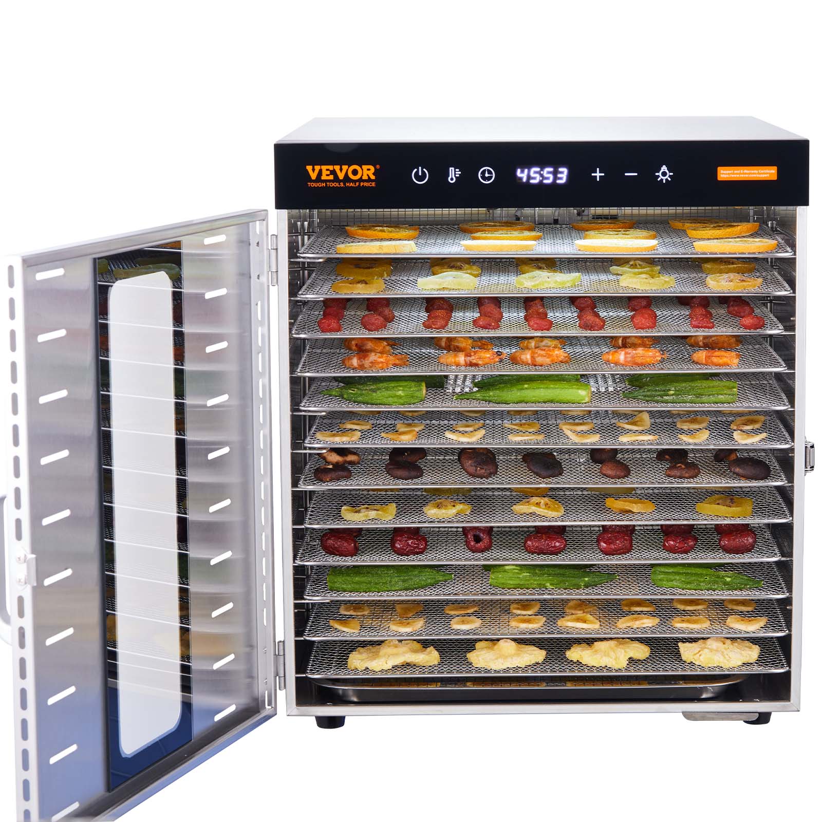VEVOR 6/10 Trays Food Dehydrator Machine Stainless Steel Jerky Fruit Drying - Imagen 11 de 38