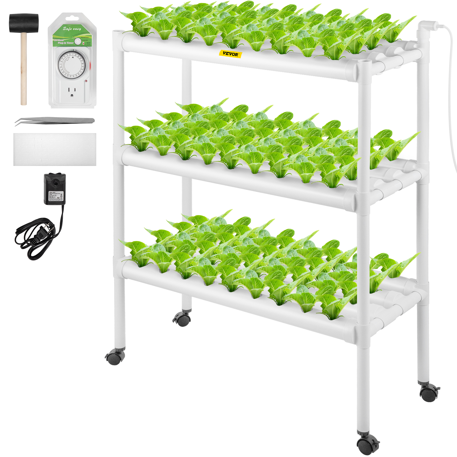 CA New 3-Layer Hydroponic Grow Kit 12 Pipes 108 Plant Site Garden Vegetable Tool 