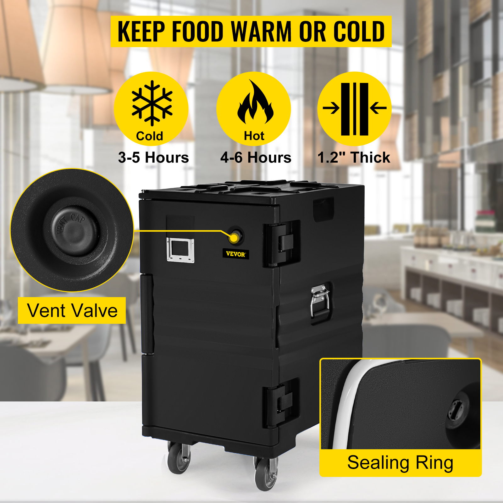 VEVOR Insulated Food Pan Carrier 109 Qt Hot Box for Catering, LLDPE Food Box  Carrier with Double Buckles, Front Loading Food Warmer with Handles, End  Loader with Wheels for Restaurant, Canteen, Etc. 
