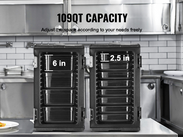 Portador de bandejas de alimentos aislado VEVOR, caja caliente de 109  cuartos de galón para catering, portador de caja de alimentos LLDPE con  hebillas