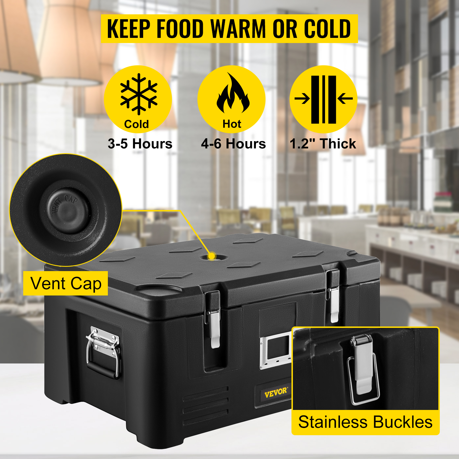 VEVOR Insulated Food Pan Carrier 36 Qt. Capacity Stackable Catering Hot Box  Top Load Food Warmer for Restaurant Canteen, Black SPBW30-D1330LULKRV0 -  The Home Depot