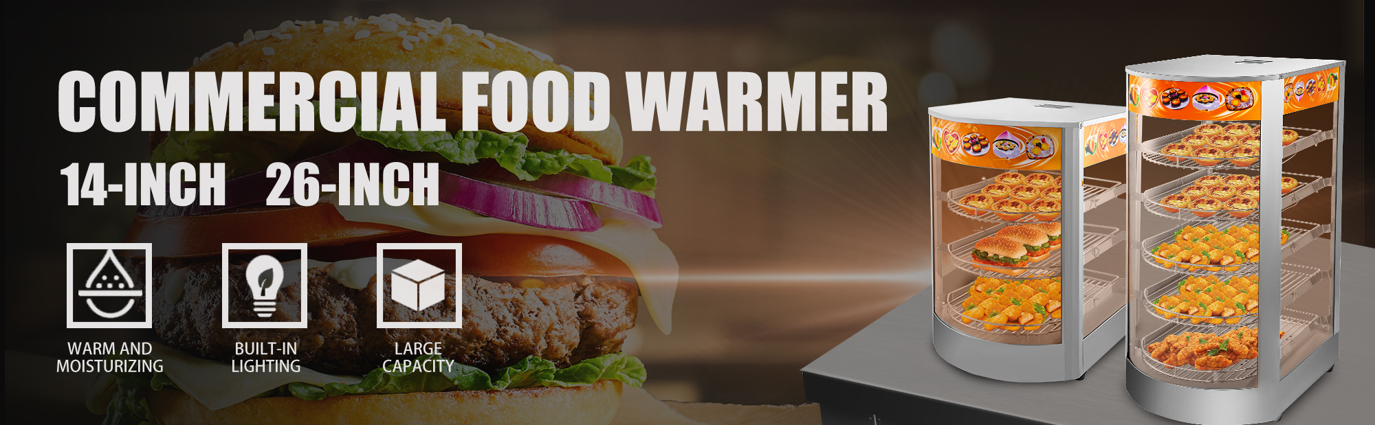 UbesGoo 3-Tier 110V Food Warmer, 800W Commercial Food Warmer Display  Electric Countertop Food Pizza Warmer